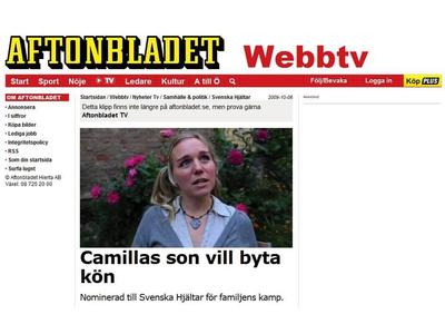Aftonbladet - Nominerad till Svenska Hjältar 2009 - För familjens kamp